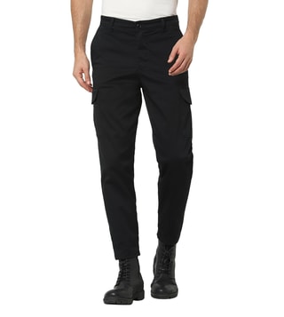 Buy Dennis Lingo Solid Cotton Mens Casual Cargo Pant Tapered Fit Mid  Rise Ankle Length MultiPocket Stretchable Cargos for Men Trousers Black  at Amazonin