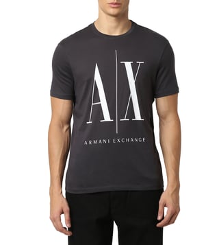 Buy Armani Exchange Black Logo Regular Fit T-Shirt for Men Online @ Tata  CLiQ Luxury