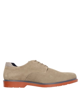 Brown split suede leather derby shoes  Massimo Dutti