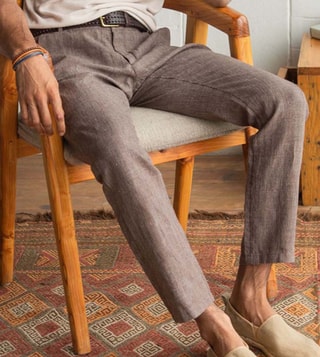 Chocolate Brown Pure Linen Pants by Linen Trail