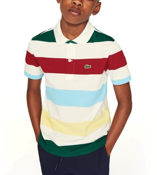 Virksomhedsbeskrivelse valgfri De er Buy Lacoste Kids Multi Stripes Regular Fit Polo T-Shirt Online @ Tata CLiQ  Luxury