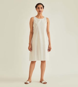 white sleeveless slip dress