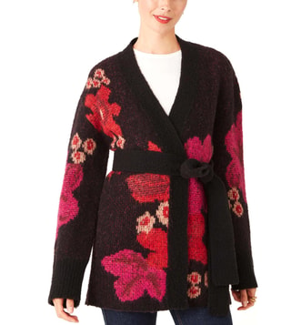 Buy Kate Spade Black Regular Fit Floral Intarsia Cardigan Online @ Tata  CLiQ Luxury