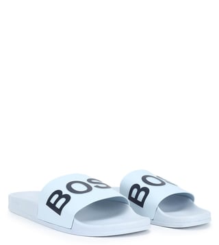 Buy Boss Light Blue Slide Sandals for Men Online Tata CLiQ Luxury