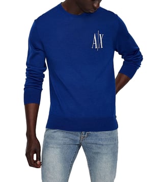 Buy Armani Exchange Blue Logo Regular Fit Pullover for Men Online @ Tata  CLiQ Luxury