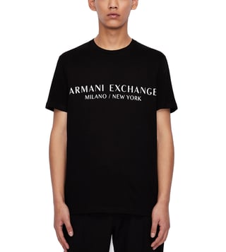 Buy Armani Exchange Black Logo Regular Fit T-Shirt for Men Online @ Tata  CLiQ Luxury