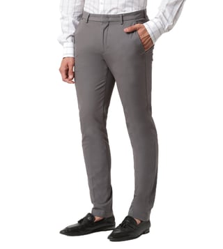 Brand Attitude Slim Fit Black and Lightgrey Formal Trouser for Men   Polyester Viscose Bottom Formal Pants