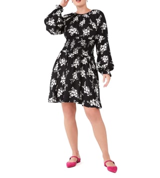 black floral fit and flare dress