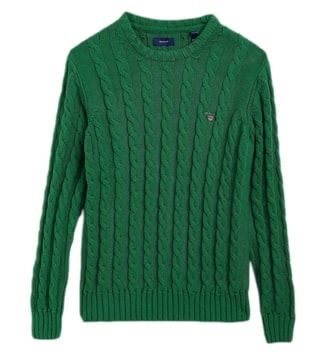Buy Gant Kids Green Special Weaves Regular Fit Sweater Online