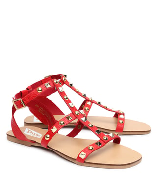 Buy Dune London Red LAVANDERDI Studded Ankle Strap Sandals for