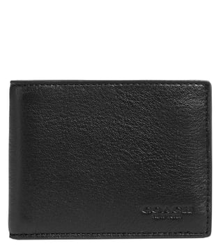 Men's Black Leather Wallet Slim Billfold