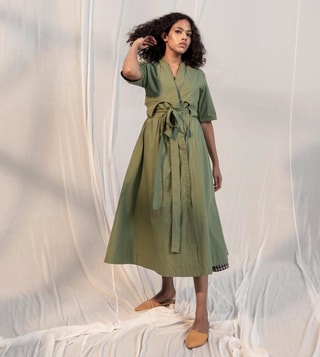 Buy Kharakapas Sage Green Artichoke Dress only at Tata CLiQ Luxury