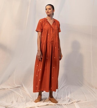 Buy Kharakapas Rust Pomona Dress only at Tata CLiQ Luxury