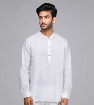 Buy Rentiyo Shivin Bright White Khadi Shirt Kurta Online Tata