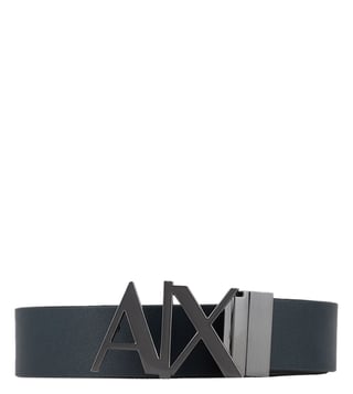 Armani Exchange Black and Beige Reversible Leather Strap Bracelet