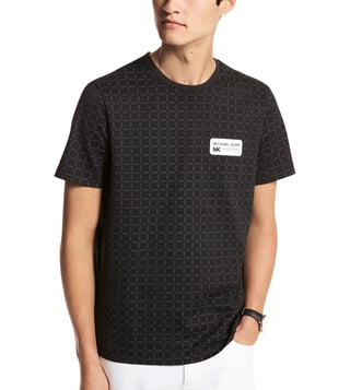 Buy MICHAEL Michael Kors Black Logo Grid Regular Fit T-Shirt for Men Online  @ Tata CLiQ Luxury