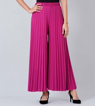 Buy Women Pink Front Pleats Wide Leg Pants Online at Sassafras
