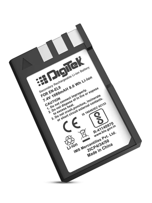 Digitek EN-EL 9 1080 mAh Rechargeable Lithium-Ion Battery for Nikon Camera (Black)