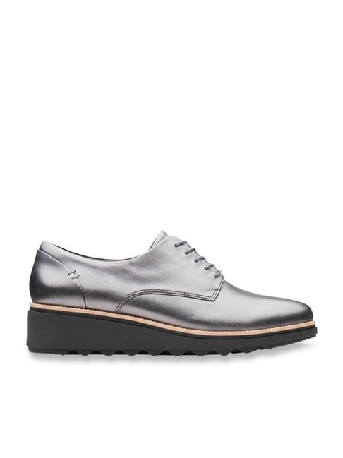 Clarks Women's Sharon Noel Gun Metal Derby Shoes