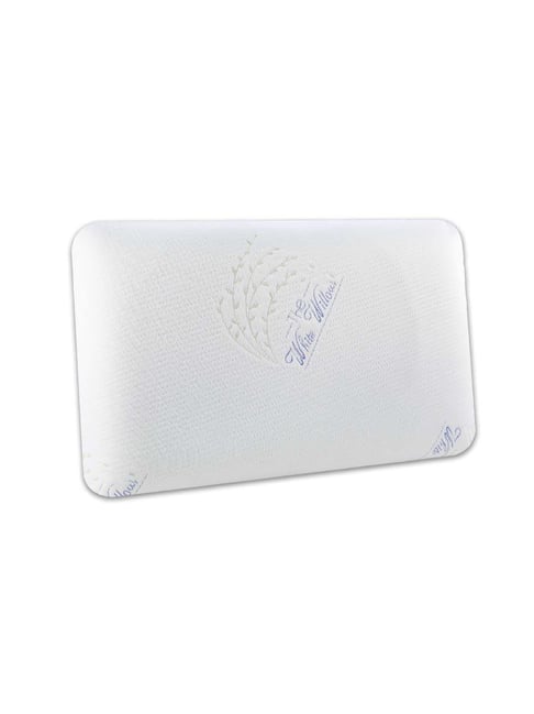 The White Willow White Stitched Memory Foam Pillow with Cover - Set of 1