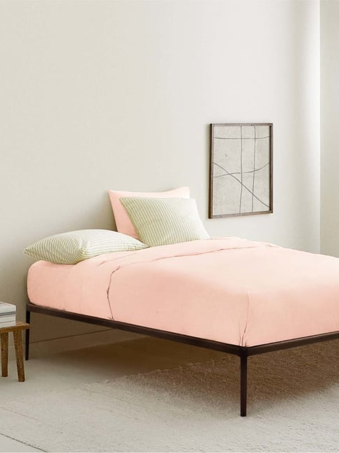 The Baby Atelier Pink Solid Cotton 400 TC Bed Sheet-The Baby Atelier-HomeFurnishing-TATA CLIQ