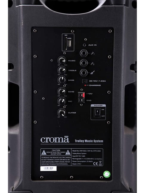 Buy Croma 240 Watts Trolley Karaoke Bluetooth Party Speaker with 2 Wireless Mic and Remote