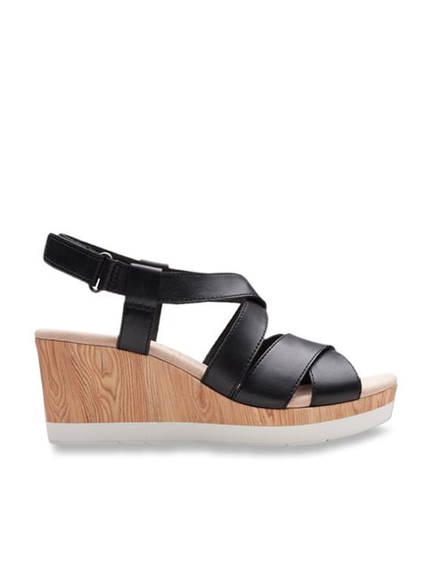 CLARKS Kamara Kiki Black Leather Women Black Wedges - Buy Black Leather  Color CLARKS Kamara Kiki Black Leather Women Black Wedges Online at Best  Price - Shop Online for Footwears in India |