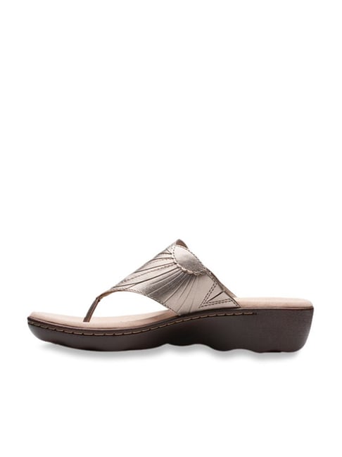 Buy Clarks Phebe Pearl Silver Thong Wedges for Women at Best Price