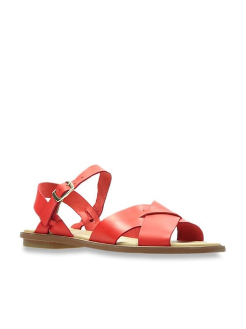 Clarks red leather sandals hot sale