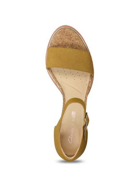 Clarks Women s Ellis Mustard Yellow Ankle Strap Sandals