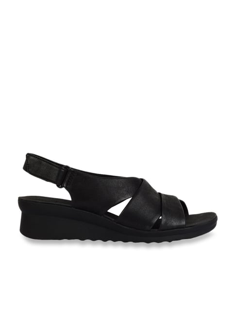 Buy Clarks Velhill Strap Wedge Sandals In Black | 6thStreet Qatar