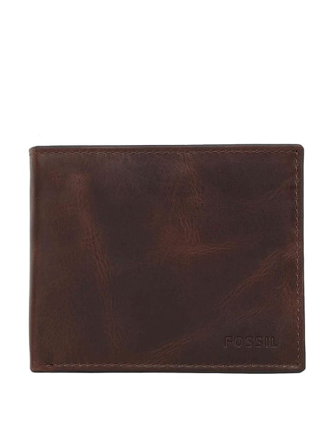 Fossil Derrick Brown Leather Casual Rfid Bi-Fold Wallet for Men