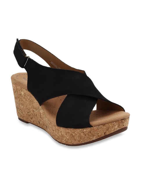 Clarks Women s Annadel Eirwyn Black Back Strap Wedges