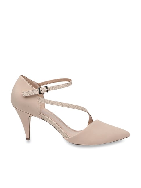 Call It Spring Women's Beige Ankle Strap Stilettos