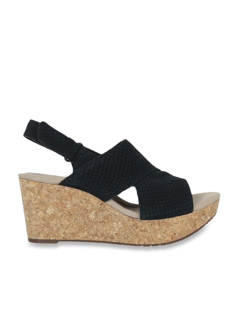 Buy Clarks Annadel Sky Black Back Strap Wedges for Women at Best