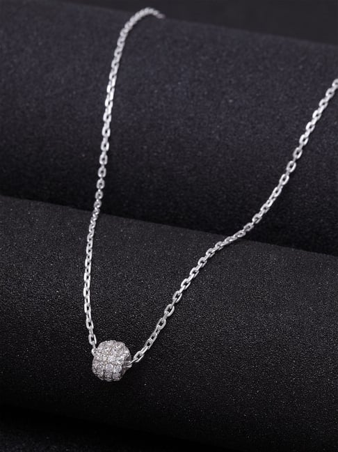 18ct White Gold Diamond Pave Set Ball Necklace