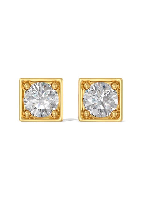 Real 10k Yellow Gold Genuine Diamond Earring 6mm Round Stud Earring Me –  Globalwatches10