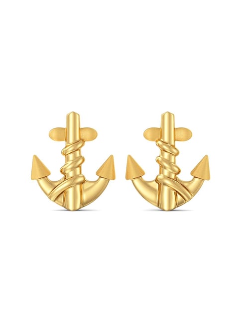 Gold Plated Love Anchor Earrings - Onyx | Silvermoon