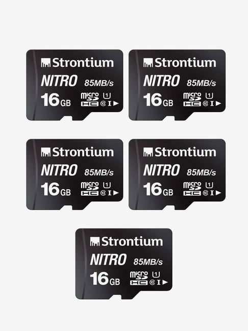 Strontium Nitro Class 10 16GB SDHC UHS-I Memory Card Pack of 5 (SRN16GTFU1QR, Black)