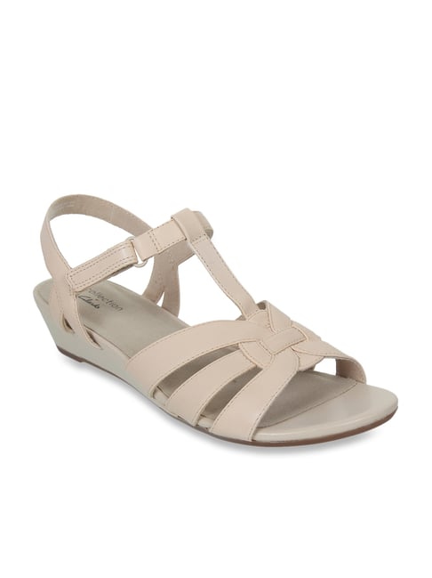 Amazon.com | Clarks Women's Jillian Nina Wedge Sandal, Blush Leather, 9 M  US | Flats