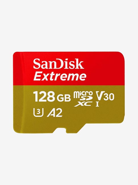 SanDisk Extreme SDSQXA1-128G-GN6MN 128GB SDXC UHS-I Class 10 microSD Memory Card (Red and Beige)