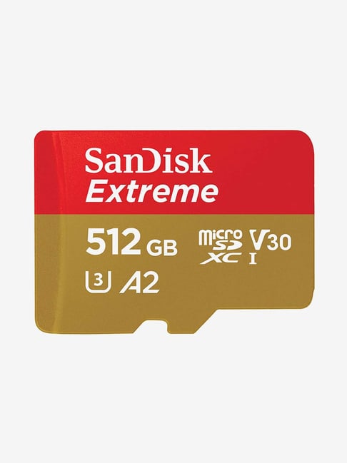 SanDisk Extreme SDSQXA1-512G-GN6MN 512GB SDXC UHS-I Class 10 microSD Memory Card (Red and Beige)