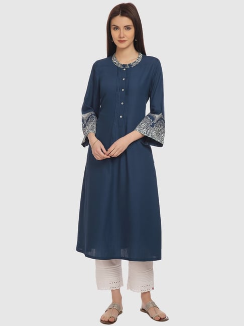 Buy Biba Indigo Blue A Line Kurta for Women Online @ Tata CLiQ