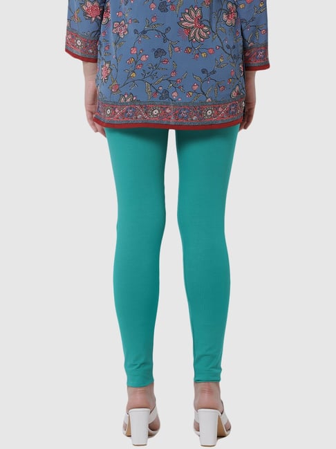 Buy Biba Green Cotton Solid Leggings for Women Online @ Tata CLiQ