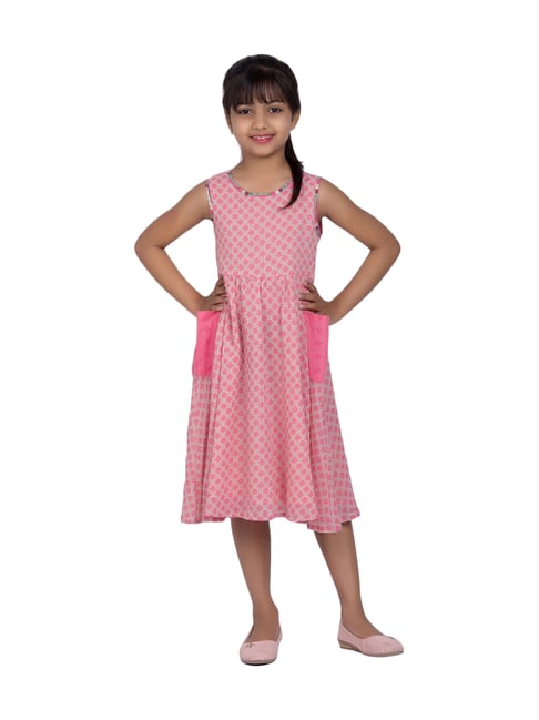 Buy Biba Girls Pink Cotton Printed Dress for Girls Clothing Online @ Tata  CLiQ