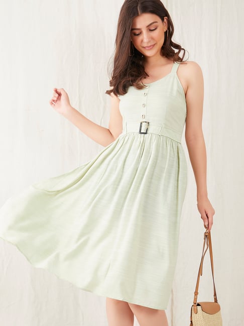Zink London Green Knee Length Dress Price in India