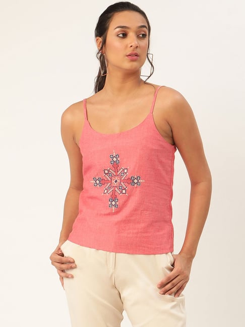 Buy Rooted Pink Embroidered Cami Top for Women Online @ Tata CLiQ