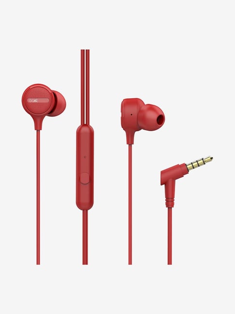 boAt BassHeads 103 T Wired Earphones with Super Extra Bass, Integrated Controls & Mic (Red)