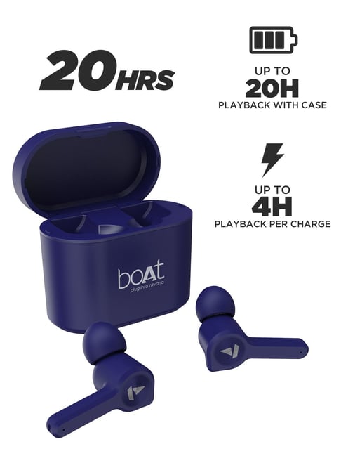 boAt Airdopes 402 True Wireless Earbuds with IPX4 Water Resistance Bold Blue