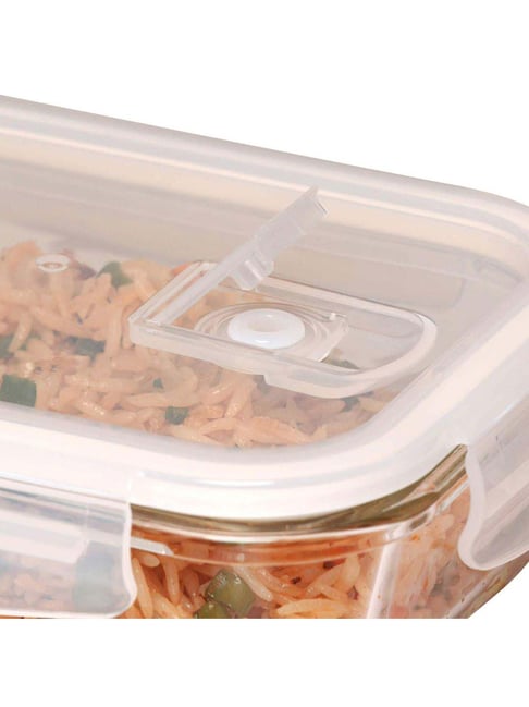 Rectangular Glass Storage Container With Air Vent Lid (400ml, 620